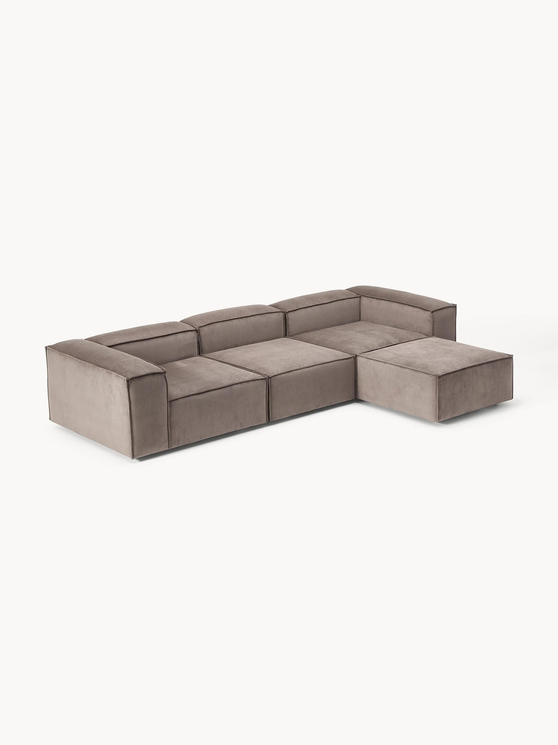 Canapé velours côtelé 4 places avec pouf VIYA