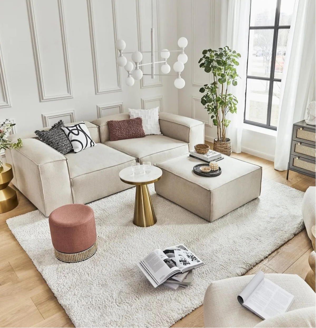Canapé VIYA 2 places avec Pouf - Atelier Moderne