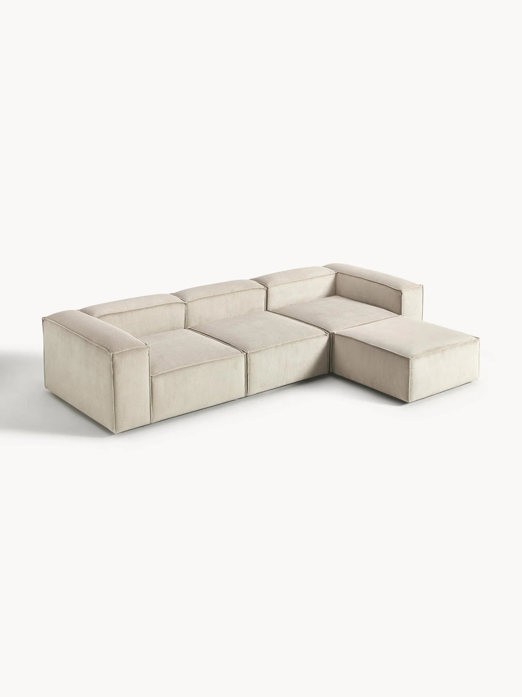 Canapé velours côtelé 4 places avec pouf VIYA