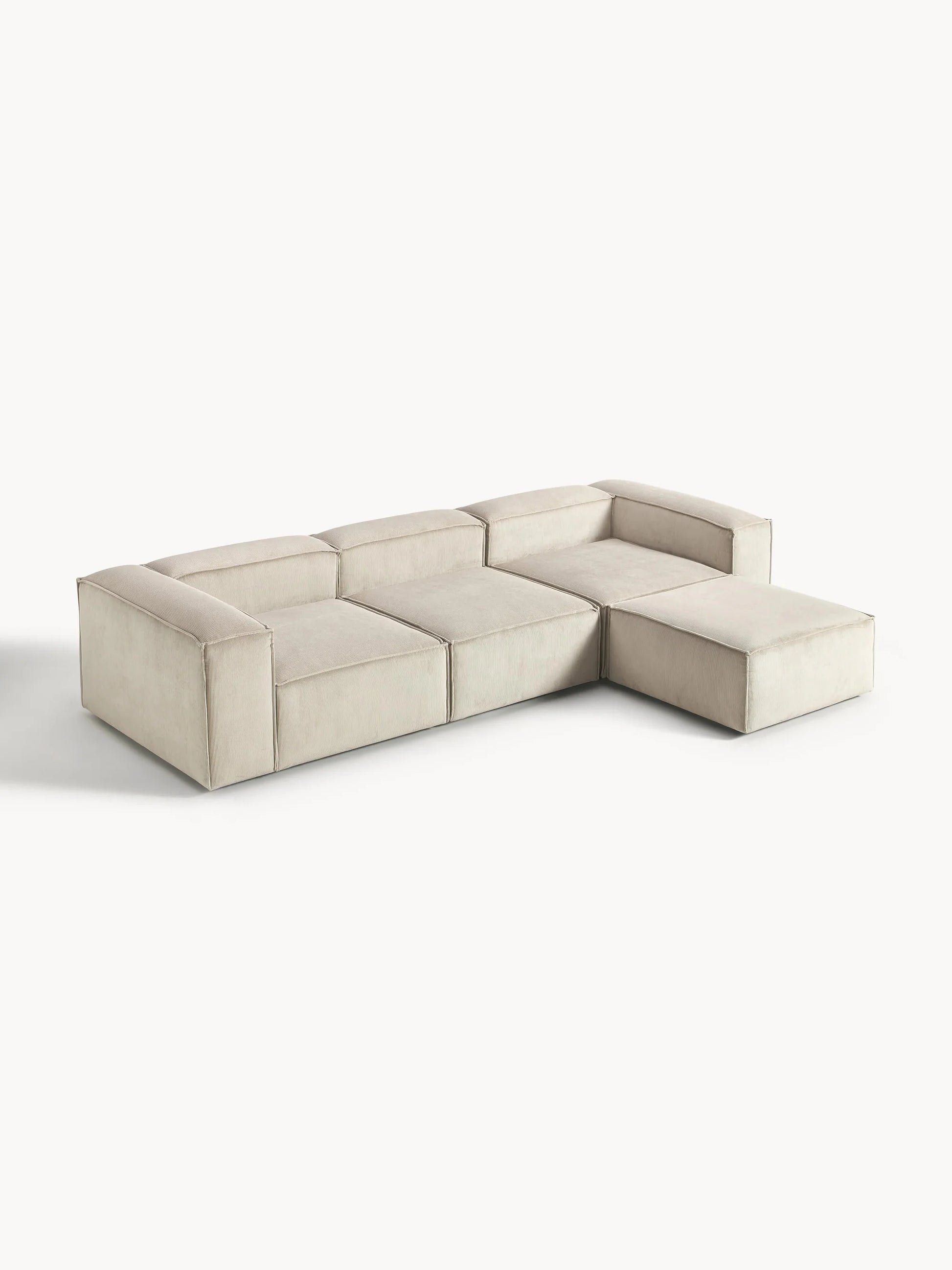 Canapé velours côtelé 4 places avec pouf VIYA