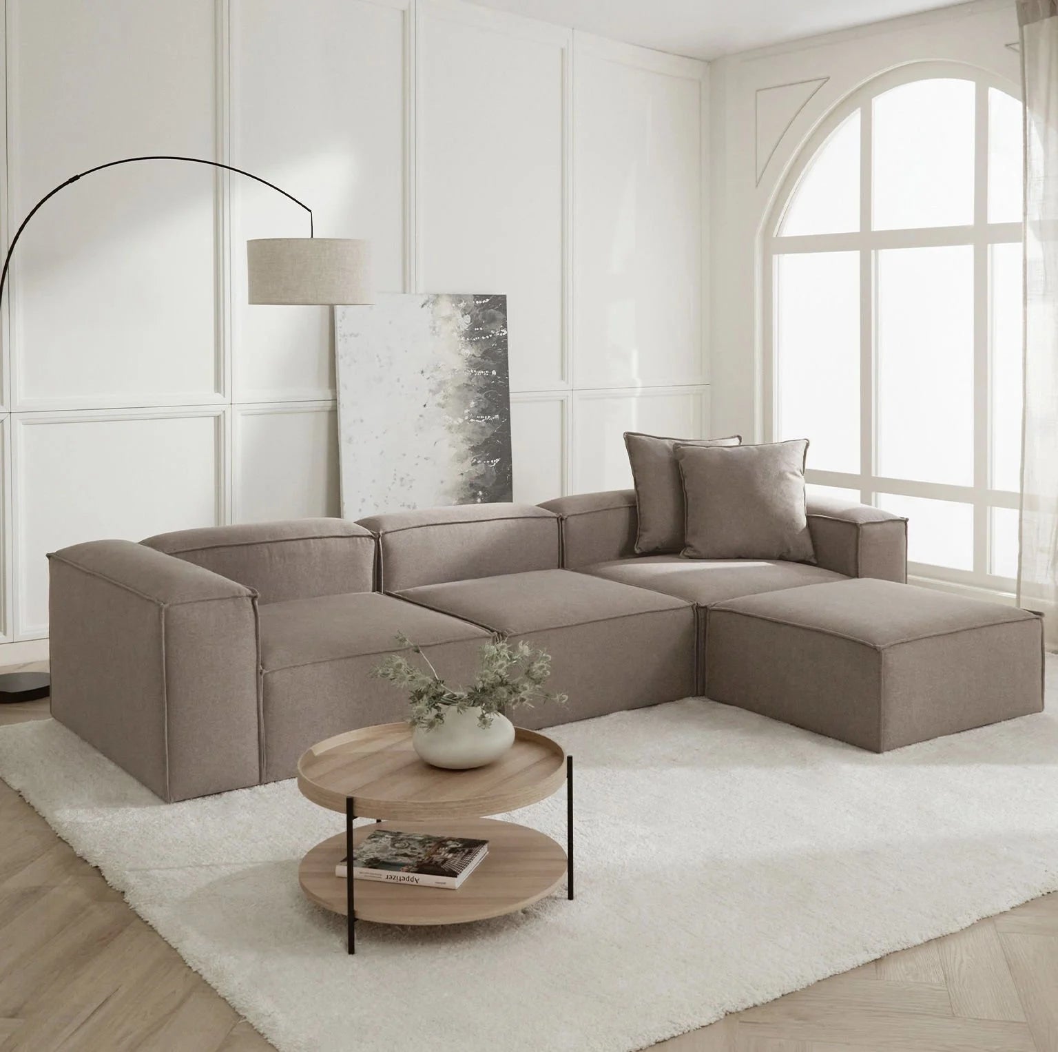 Canapé VIYA 3 places avec pouf - Atelier Moderne