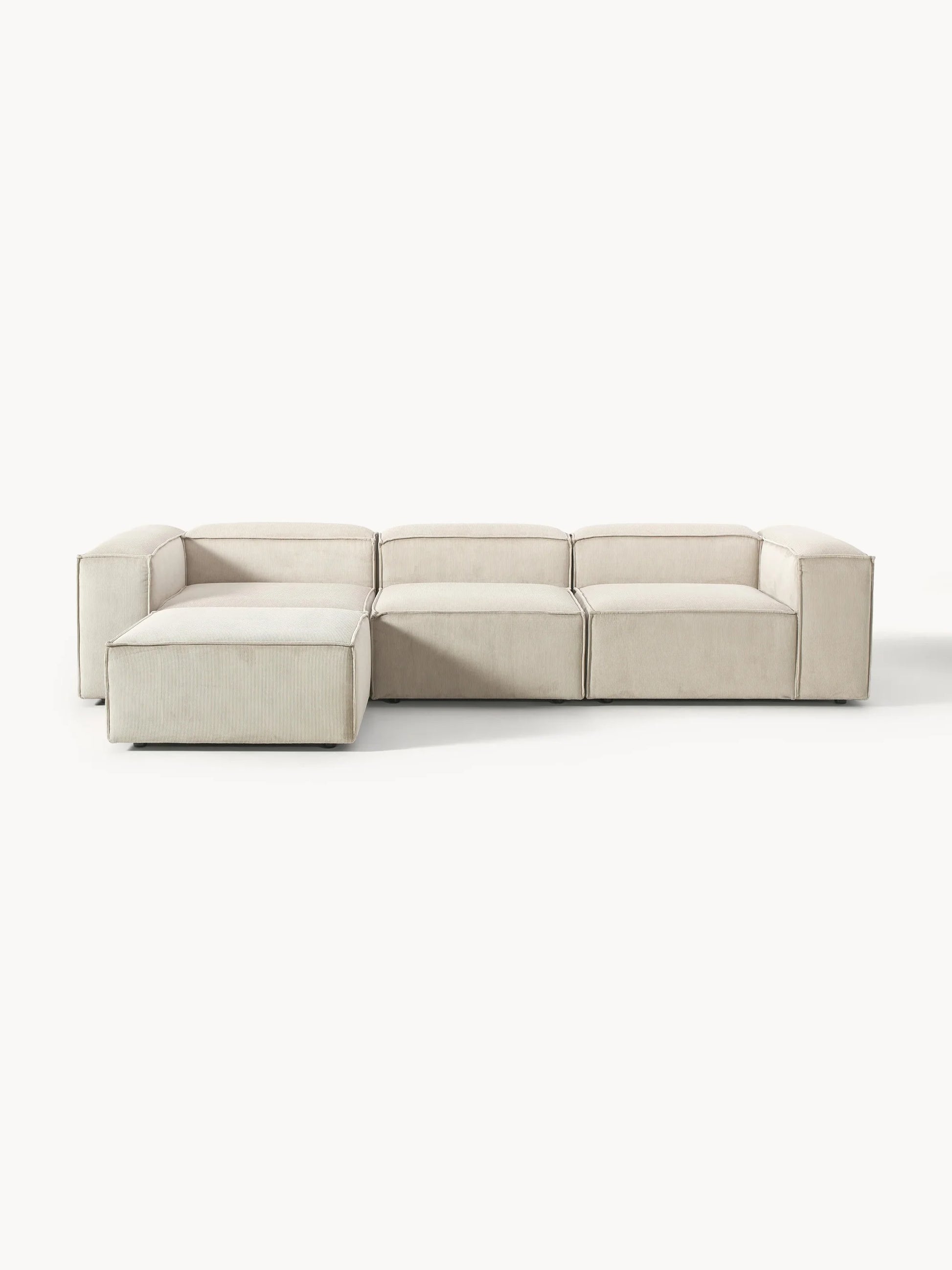 Canapé velours côtelé 4 places avec pouf VIYA